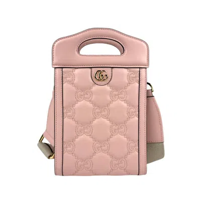 Pre-owned Gucci Beige Pink Leather Canvas Shoulder Bag () In Multi