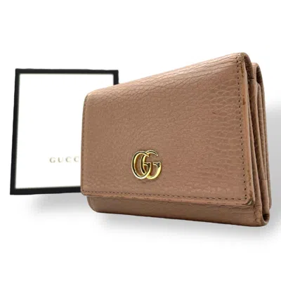 Pre-owned Gucci Beige Pink Leather Wallet (tri-fold) () In Multi
