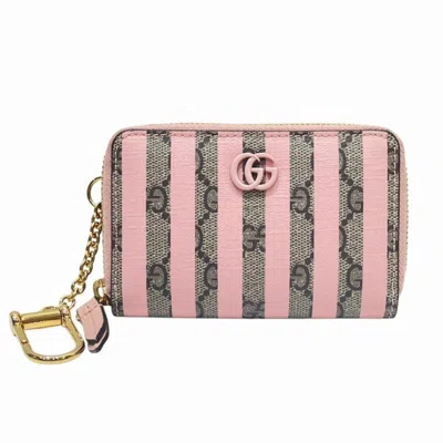 Pre-owned Gucci Beige Pink Pvc Coin Purse/coin Case () In Multi