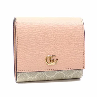 Pre-owned Gucci Beige Pink Pvc Leather Wallet (bi-fold) () In Multi