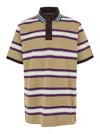 Gucci Beige Polo Shirt With Logo Imprinted On The Front And All-over Striped Motif In Cotton Man In Multicolor