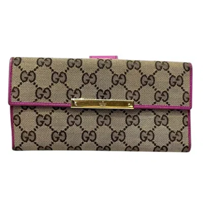 Pre-owned Gucci Beige Purple Canvas Wallet (bi-fold) ()