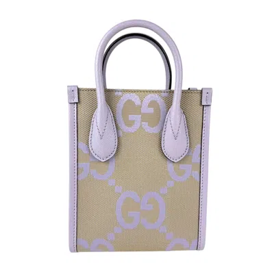 Pre-owned Gucci Beige Purple Gg Canvas Handbag Shoulder Bag ()