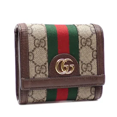Pre-owned Gucci Beige Pvc Canvas Wallet (bi-fold) () In Sand