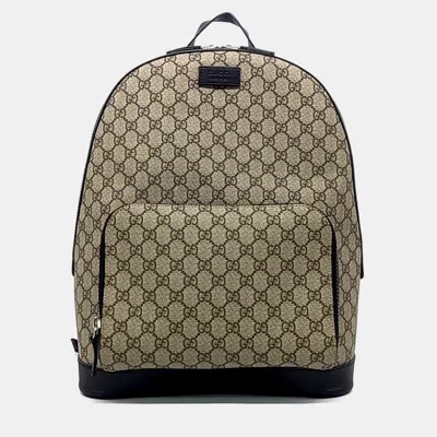Pre-owned Gucci Beige Pvc Coated Pvc Backpack In Sand