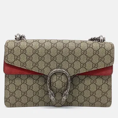Pre-owned Gucci Beige Pvc Dionysus Chain Shoulder Bag In Sand
