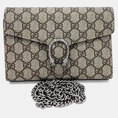Pre-owned Gucci Beige Pvc Dionysus Mini Chain Bag In Sand