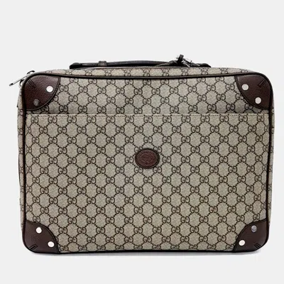 Pre-owned Gucci Beige Pvc Gg Supreme Backpack And Briefcase In Sand