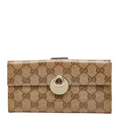 Pre-owned Gucci Beige Pvc Leather Coin Purse/coin Case () In Sand