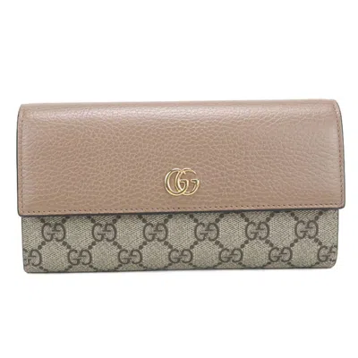 Pre-owned Gucci Beige Pvc Leather Long Wallet (bi-fold) () In Sand