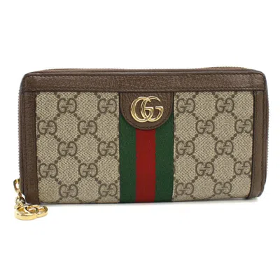Pre-owned Gucci Beige Pvc Long Wallet (bi-fold) () In Sand