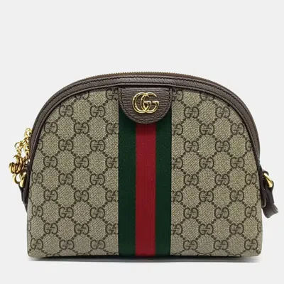 Pre-owned Gucci Beige Pvc Ophidia Supreme Crossbody Bag In Sand