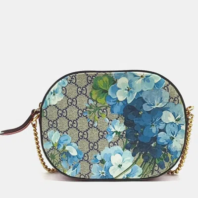 Pre-owned Gucci Beige Pvc Supreme Bloom Mini Chain Bag (546313) In Sand