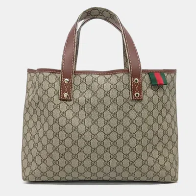 Pre-owned Gucci Beige Pvc Tote Bag In Sand