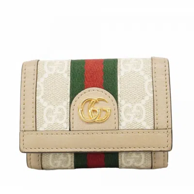 Pre-owned Gucci Beige Pvc Wallet (tri-fold) () In Sand