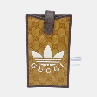 Pre-owned Gucci Beige Pvc X Adidas Phone Holder Crossbody Bag In Sand