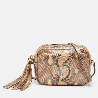 Pre-owned Gucci Beige Python Small Soho Disco Crossbody Bag