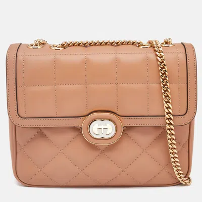 Pre-owned Gucci Beige Quilted Leather Small Deco Shoulder Bag In Sand
