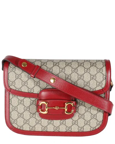 Gucci Beige, Red Coated Canvas, Leather Horsebit 1955 Shoulder Bag (authentic  Pre-loved)