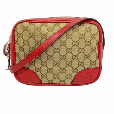 Pre-owned Gucci Beige Red Color Canvas Shoulder Bag () In Multi