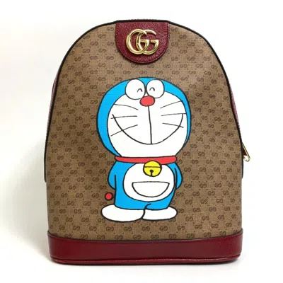Pre-owned Gucci Beige Red Color Pvc Leather Backpack () In Multi