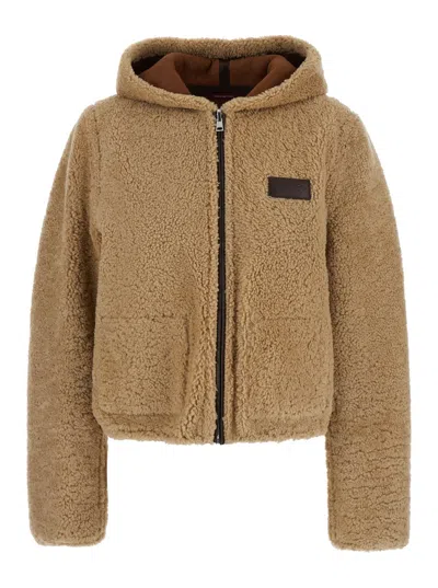 Gucci Reversible Shearling Bomber Jacket In Multi