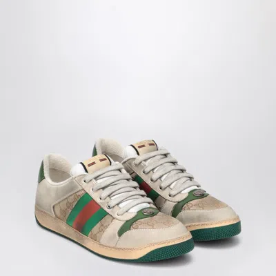 Gucci Screener Gg Supreme Canvas & Suede Sneaker In Green