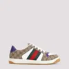 Gucci Screener Trainer In Gg Fabric And Purple Leather Men In Beige