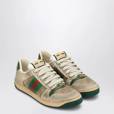 Gucci Beige Screener Sneakers In Original Gg Fabric Women In White