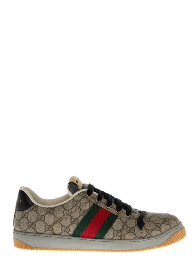 GUCCI MEN BEIGE SCREENER SNEAKERS, 10 LUXURY SNEAKERS FOR MEN DARVEYS