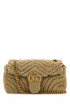 Gucci Women Beige Shearling Small Marmont Shoulder Bag In Brown