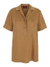 Gucci Beige Shirt With All-over Gg Motif In Satin Woman In Multicolor