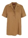 Gucci Beige Shirt With All-over Gg Motif In Satin Woman In Neutral