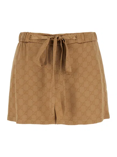 Gucci Gg Pattern Shorts In Beige