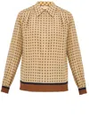GUCCI BEIGE SILK SHIRT WITH ALL-OVER MICRO GG MOTIF FOR WOMEN