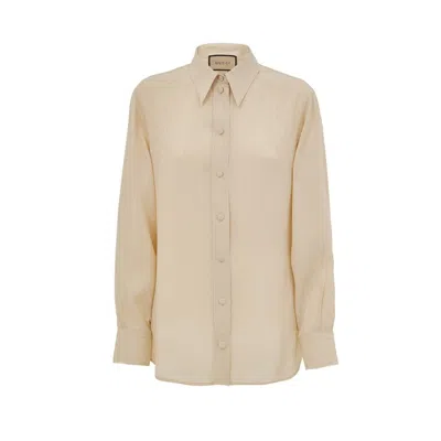 Gucci Beige Silk Women's Shirt In Sand