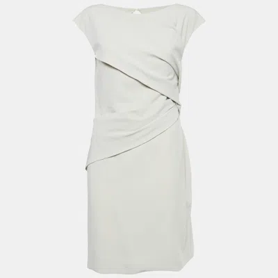 Pre-owned Gucci Beige Stretch Crepe Draped Mini Dress M