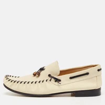 Pre-owned Gucci Beige Suede Bamboo Tassel Slip On Loafers Size 42.5