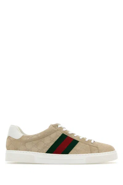 Gucci Beige Suede  Ace Sneakers