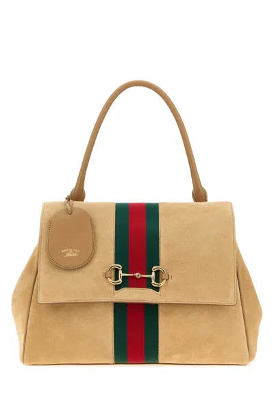 Gucci Beige Suede Medium Paparazzo Handbag In Neutral
