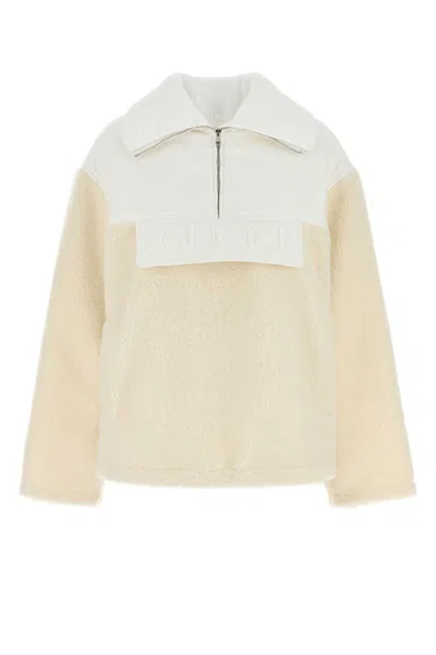 Gucci Beige Two-tone Blend Padded Jacket In Multi