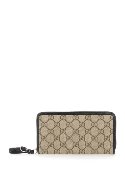 Gucci Beige Wallet With All-over Gg Motif In Fabric Woman