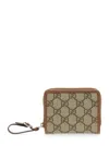 Gucci Beige Wallet With Snap Button And Zip Closure In Gg Canvas Woman In Multicolor
