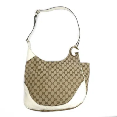 Pre-owned Gucci Beige White Gg Canvas Shoulder Bag () In Multi