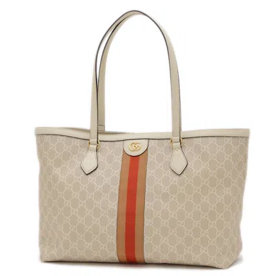 Pre-owned Gucci Beige White Gg Supreme Canvas Tote Bag ()