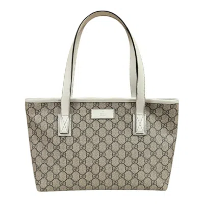 Pre-owned Gucci Beige White Gg Supreme Canvas Tote Bag ()