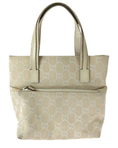 Gucci Beige White Gg Tote Bag (authentic Pre-loved) In Neutral