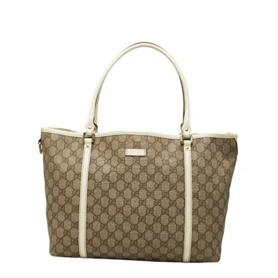 Pre-owned Gucci Beige White Pvc Patent Leather Tote Bag () In Multi