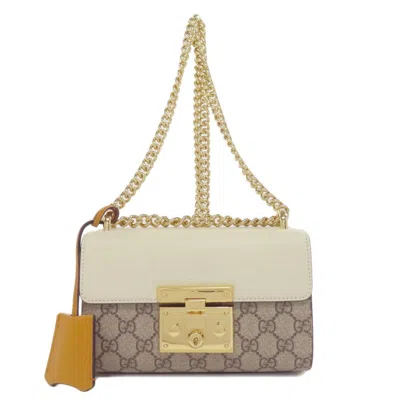 Pre-owned Gucci Beige White Yellow Pvc Leather Shoulder Bag ()