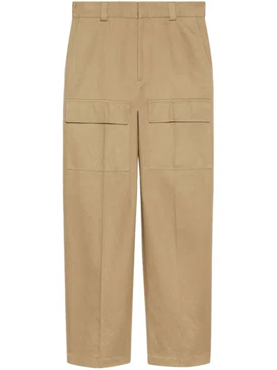Gucci Beige Wide-leg Cotton Cargo Trousers For Men